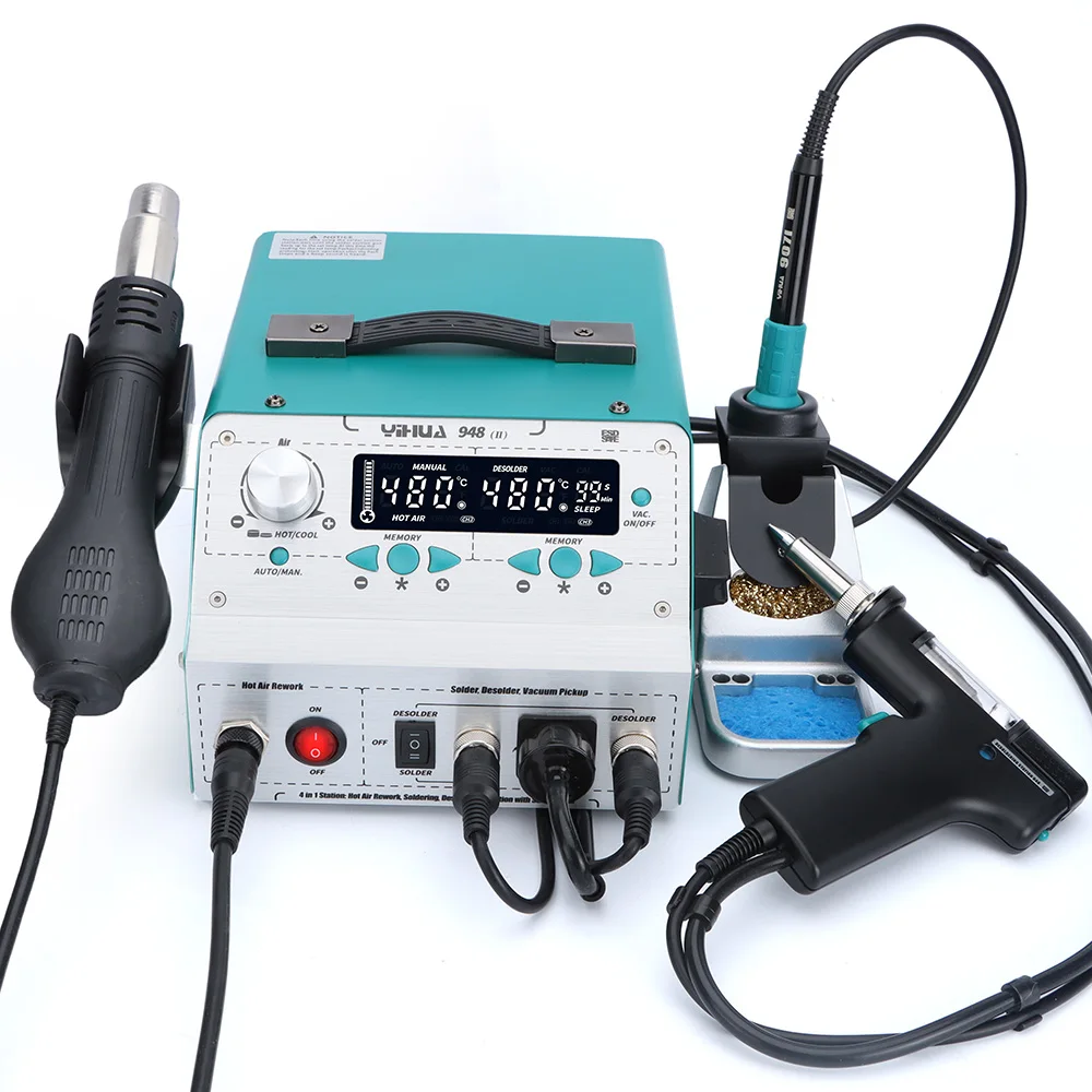 YIHUA 948-II 4 in 1 SMD Smart Hot Air Desoldering Automatic Sleep Suction Tin Soldering Iron Rework Stations view 4