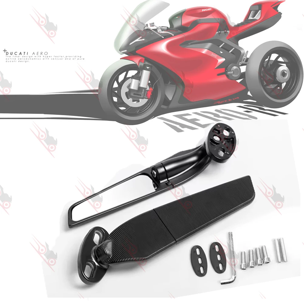 Motorcycle Wing Mirrors For Ducati 899 1199 1299 959 1198 1098 848 Panigale V2 V4 V4S Adjustable Rotating Rearview Side Mirror
