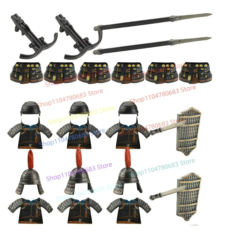 

Строительные блоки MOC, солдат с тремя королевствами, полная мини-фигурка, сборная модель, дисплей, аниме, мультяшная декоративная игрушка, подарок на праздник