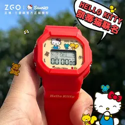 Zegarki peryferyjne Sanrio zegarek Hello Kitty kobiece elektroniczny zegarek w czerwonym uczeń gimnazjum