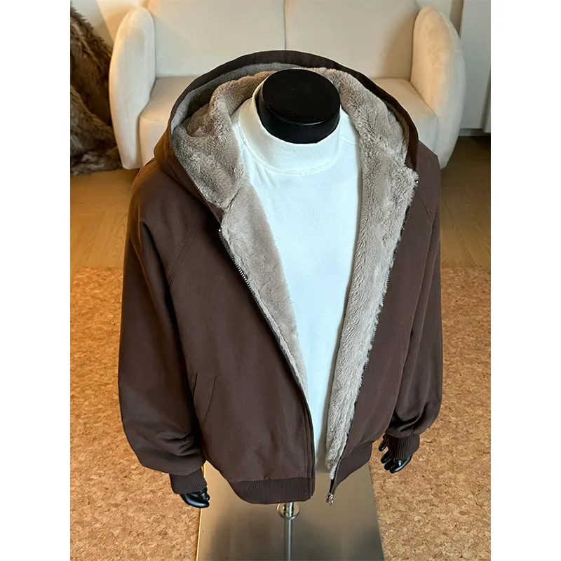 

Американский Sle, тяжелый холст, искусственный мех, хлопок с изображением орла, осенне-зимний теплый жакет с капюшоном для пар