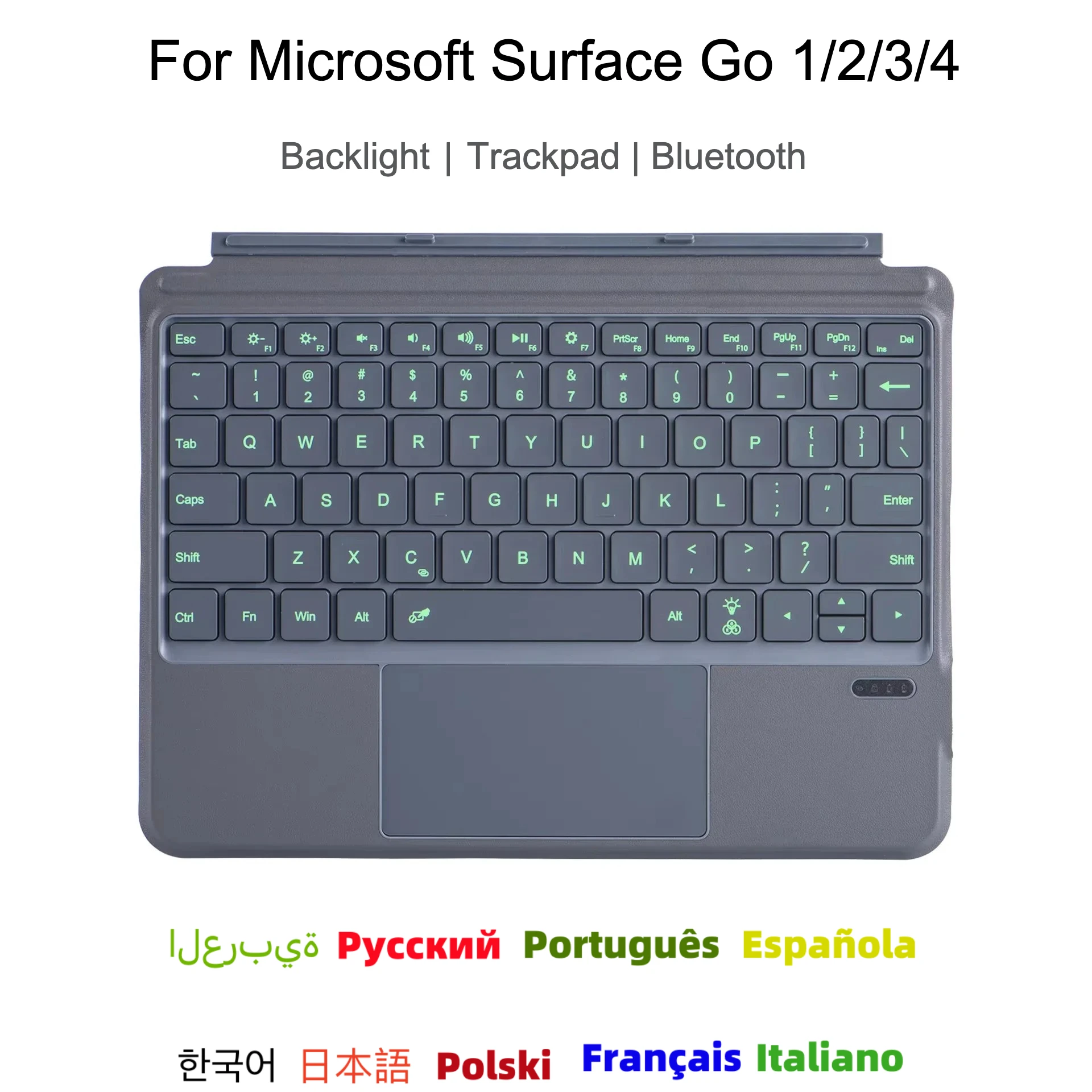 

Клавиатура с трекпадом с подсветкой для Microsoft Surface Go1/2/3/4, беспроводная красочная Bluetooth-клавиатура с магнитной подсветкой, защитный чехол
