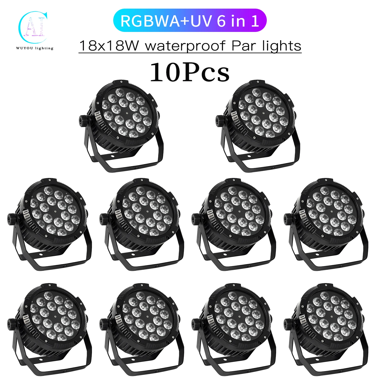 10Pcs/Lots 18x18W RGBWA UV 6 in 1 LED Waterproof Par Light Aluminum Stage Light DJ Disco Festival Outdoor Show Stage Lighting