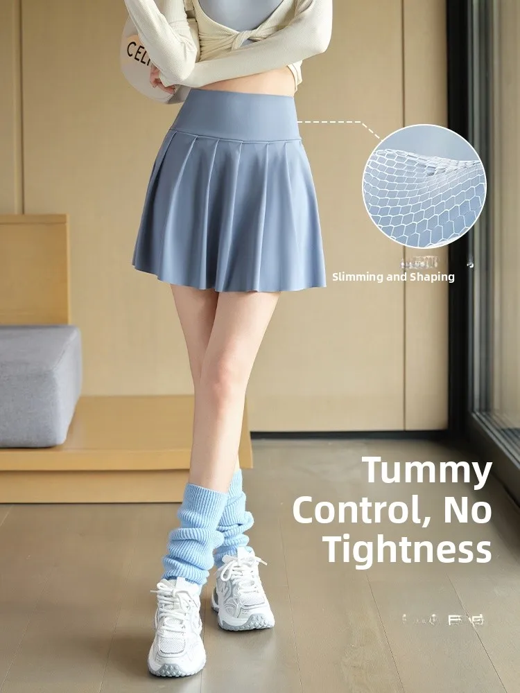 Cienka spódnica do jogi w kształcie litery A, nowa letnia spódnica sportowa do tenisa, ochrona przeciwsłoneczna, długość do kolan, wysoki stan, dwukolorowa, jednolita lub...