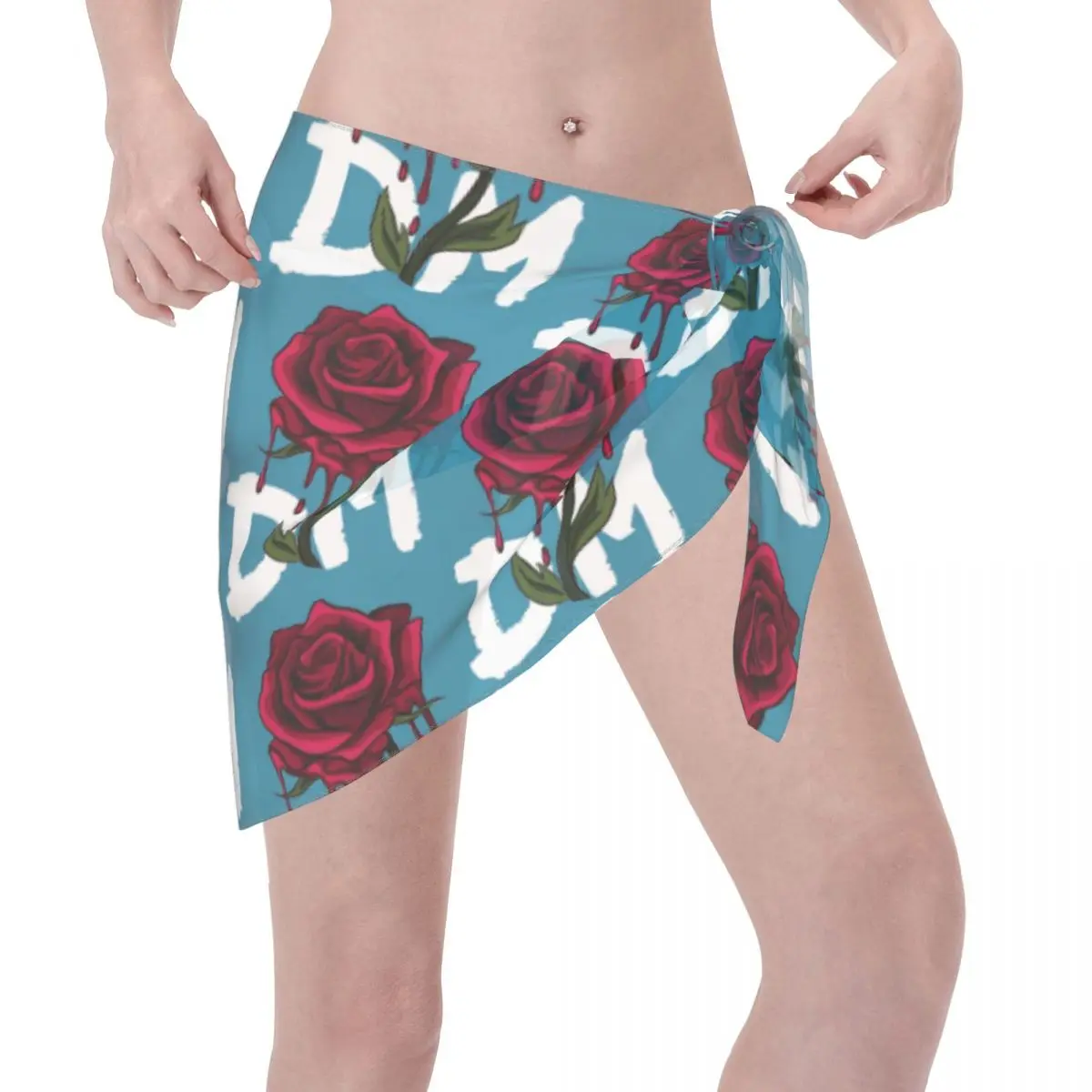 Custom Depeches โหมดเย็นสั้น Sarongs ชุดว่ายน้ําพิมพ์เพลงบิกินี่ Wrap Sheer Sarong Beach Wrap