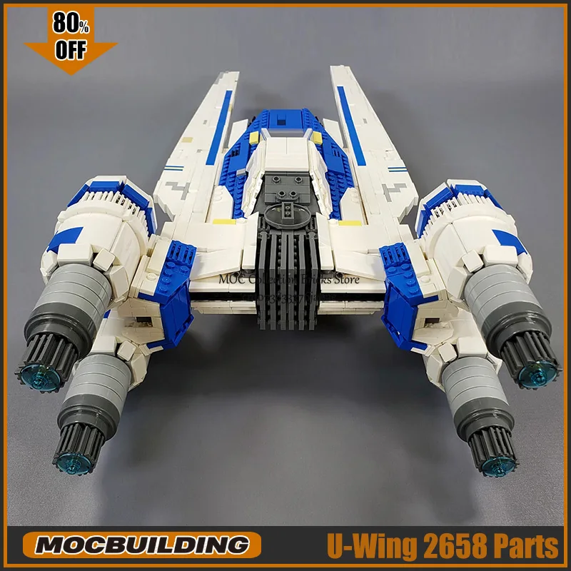 Escena de película MOC, bloques de construcción U, modelo Wing Starfighter, tecnología de ladrillos, colección de ensamblaje DIY, juguetes de nave espacial, regalos de navidad