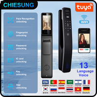 TUYA App 3D face recognition fingerprint  smart door wifi remote photo capture unlocking with App key  RFID Card