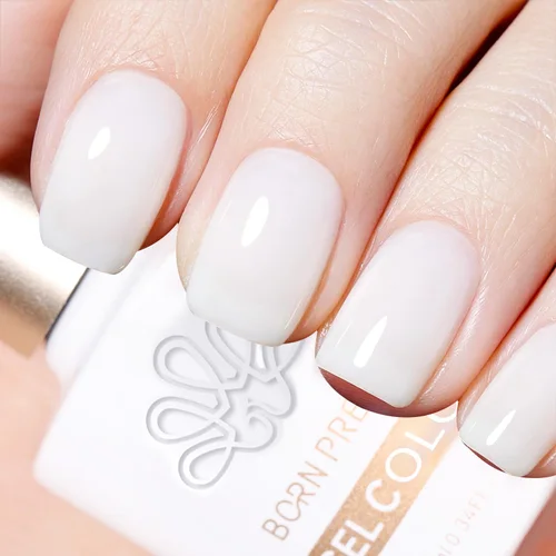 BORN PRETTY-esmalte de uñas de Gel blanco, gelatina lechosa, esmalte de Gel desnudo, 10ml, Color Natural translúcido, Gel de remojo para uñas francesas de invierno