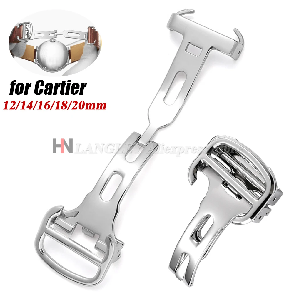 für Cartier Blue Balloon Uhrenschnalle 12mm 14mm 16mm 18mm 20mm Uhrenarmband Faltschließe Knopf Silber Edelstahl Metallverschluss