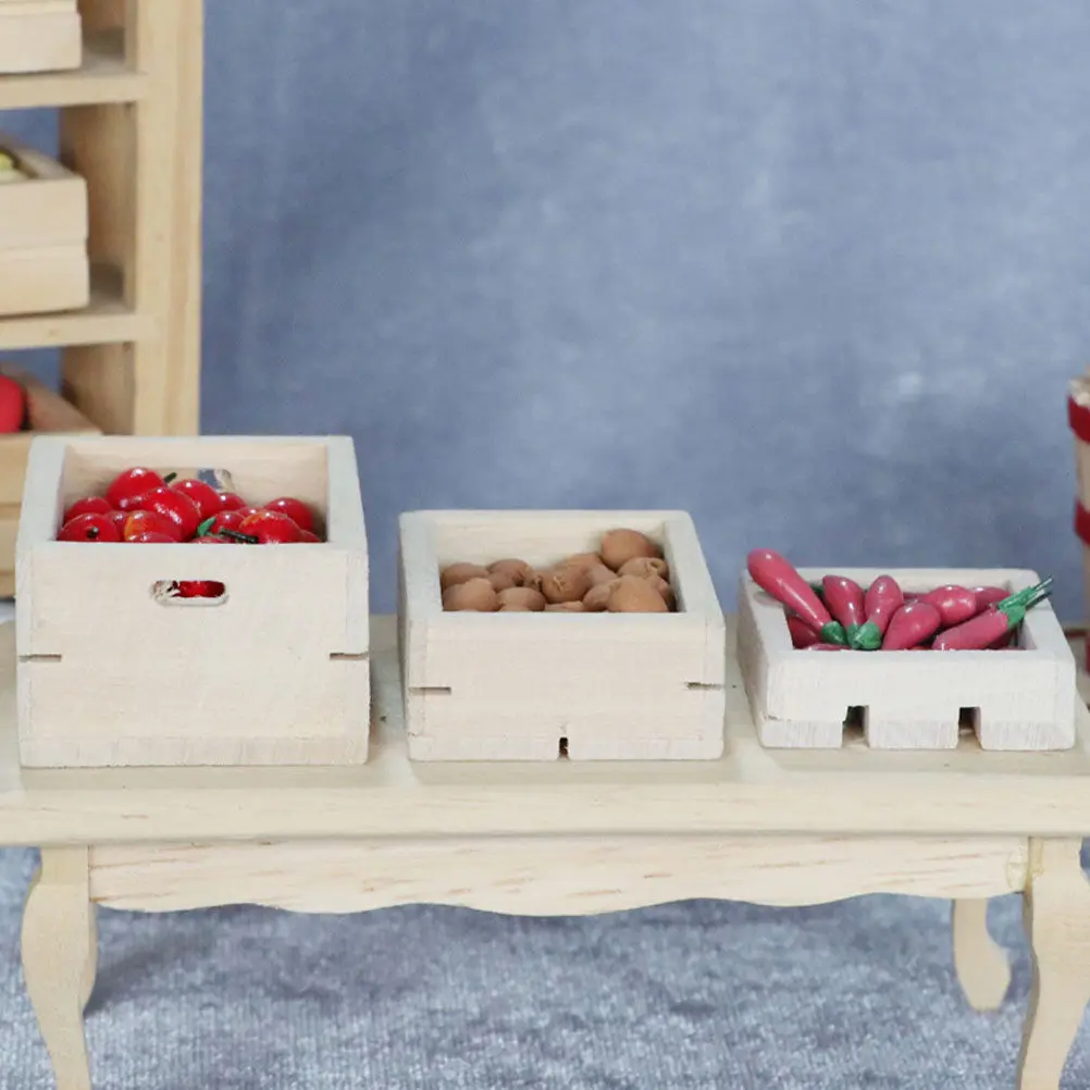 

Набор из 3 миниатюрных деревянных корзин премиум-класса для декора кукольного домика, мебели для миниатюрных комнат, домашнего офиса, гостиной, спальни, подарок