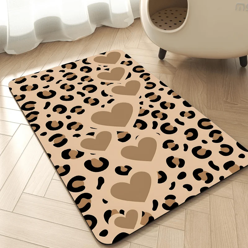 1 Multi-size Pet Feeding Mat, Perfect for Placing Food, Featuring a Leopard Print Heart-shaped Pattern, Easy to Clean