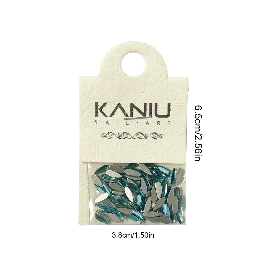 50-100pcs Lake Blue Nail Art Rhinestones Glitter ขนาดผสม 3D แก้วคริสตัลเงาเล็บเพชรสําหรับ DIY ตกแต่งเล็บ