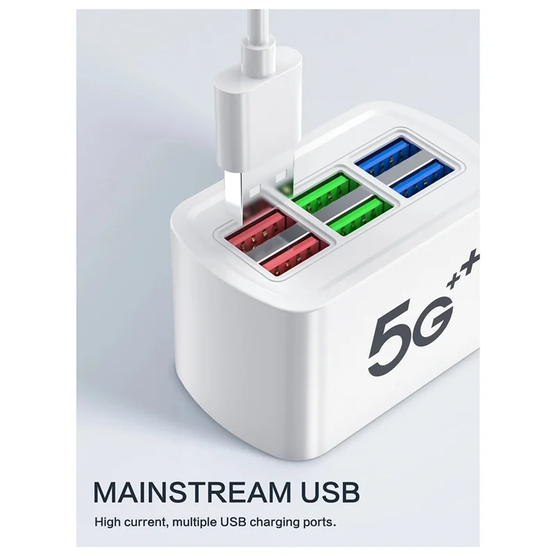 ABGN-cargador de teléfono con tira de alimentación USB, cargador de pared multipuerto para iPhone, Xiaomi, enchufe, divisor de concentrador, enchufe europeo