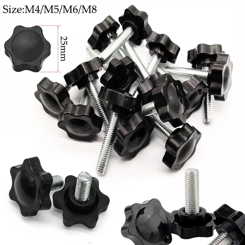 5/10 stücke M4 M5 M6 M8 Gewinde Sternförmigen Kopf Gewinde Spann Schraube Bolzen Knopf Für Industrie Ausrüstung kunststoff Carbon Stahl