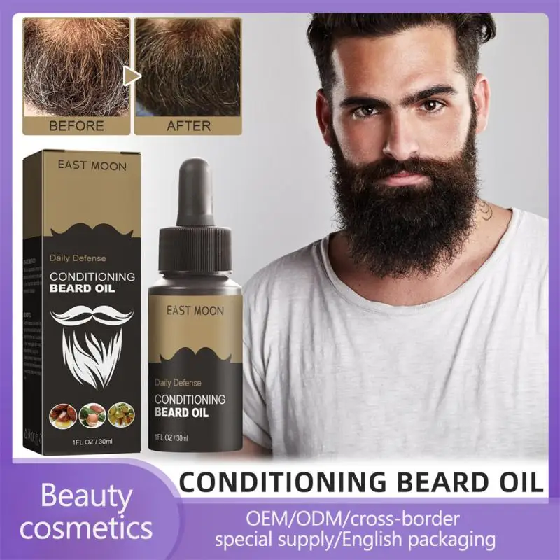 Óleo vegetal suave para cuidados capilares, Óleo de barba, Extrato natural, Óleo para amolar o cabelo na barba, Óleos essenciais para cabelos resistentes