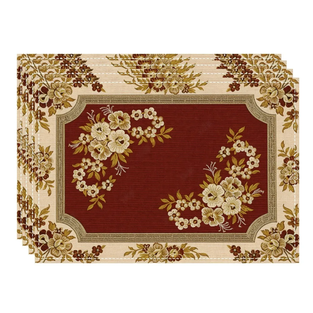 

4Pcs Ethnic Patterns Placemats Linen Table Mats for Party Dining Decor Non-Slip Heat-Resistant Kitchen Dinner Table Mats