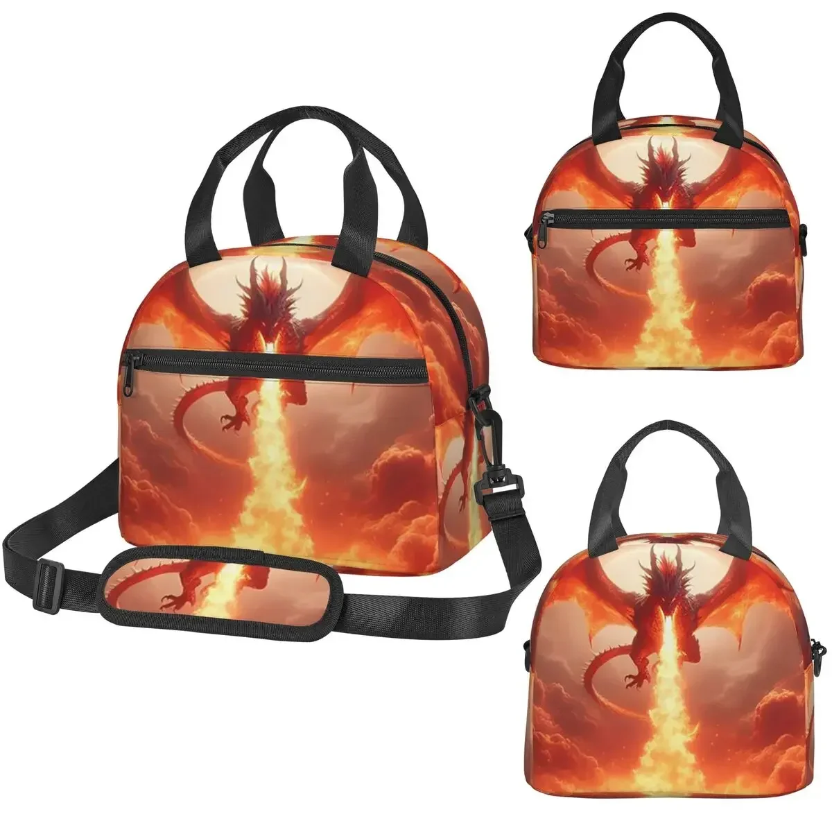 Dragon In The Fire Insulated Lunch Bag for Kids School Cooler Thermal Box Tote Leakproof Lunch Boxes
