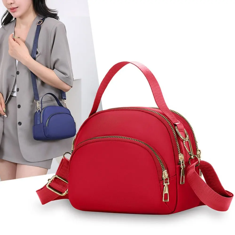 

Simple Nylon Zipper Crossbody Bag Multifunction Multi layer Canvas Shoulder Bag Coin Purse Storage Bag Small Phone Bag Daily