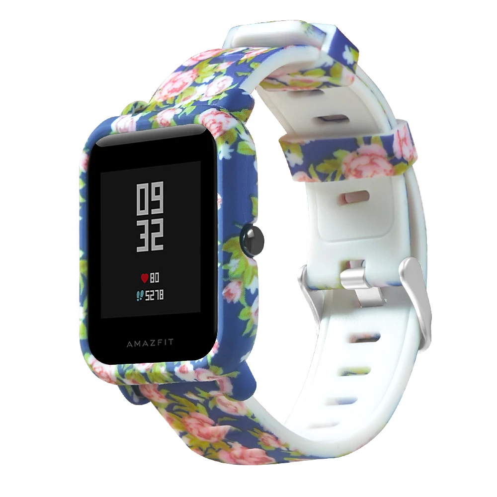 FIFATA Painted Silicone Sport Strap + Painted PC Watch Protective Shell For Xiaomi Huami Amazfit Bip/GTS Smart Watch Accessories
