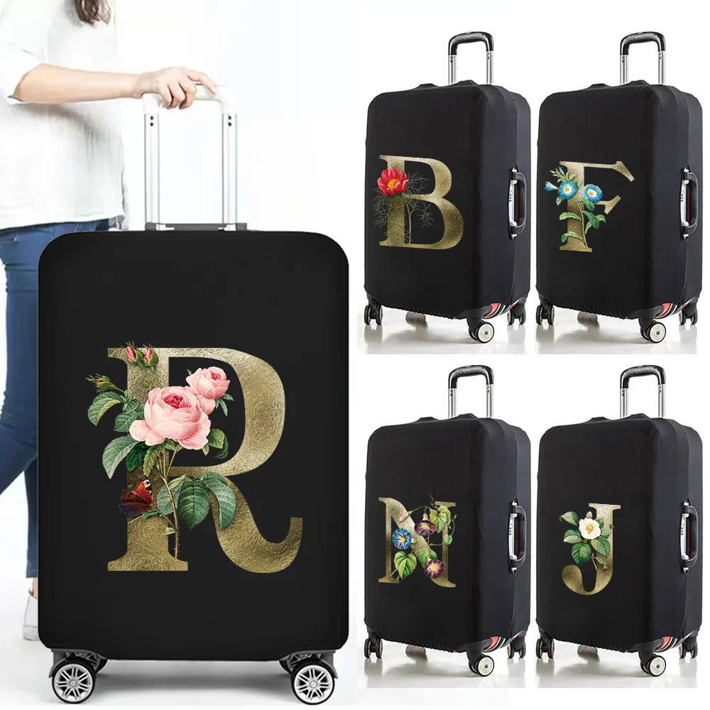 Travel Luggage Cover Elastic Baggage Cover Suitcase Protector Golden Flower New Travel Accessories Luggage Supplies Dust Cover