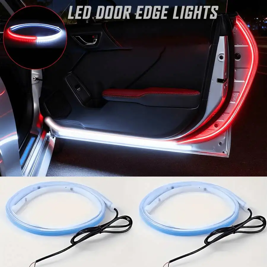 1 Pair Of 48-Inch/1.2-Meter LED Light Bars, Flashing And Strobing Red And White Dual-Color Rear-End Collision Prevention,