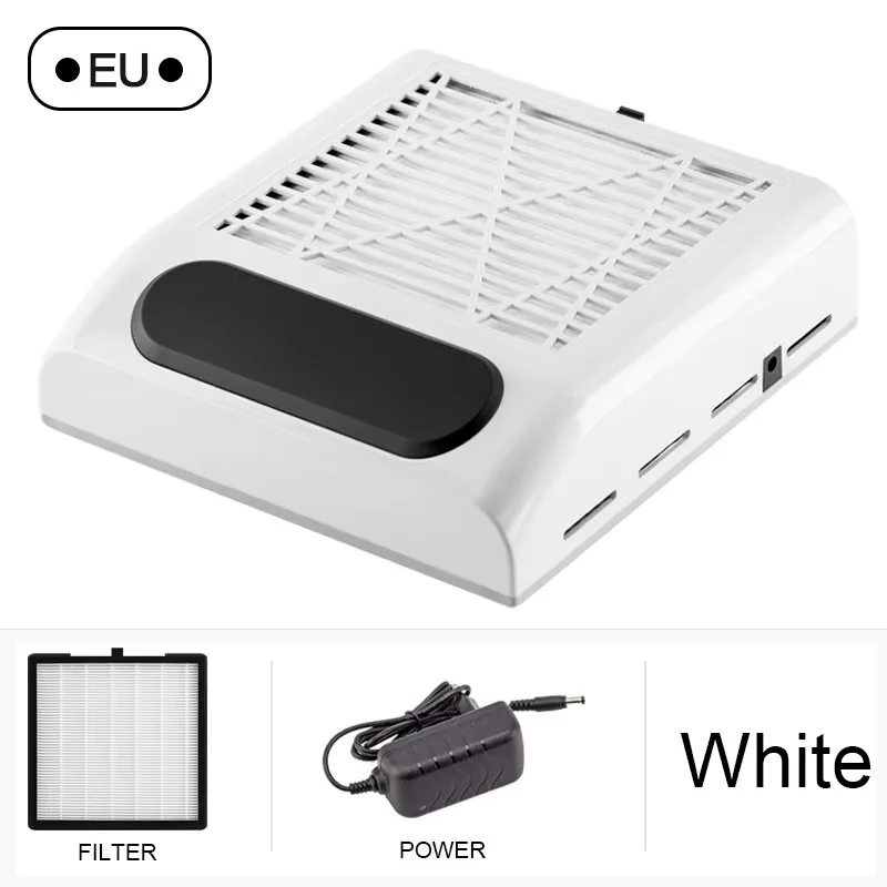 80W nagelstofafscheider met filter verwijderen Krachtige vacuümventilator Vent Nail Dust Extractor voor acryl nagelsalonapparatuur