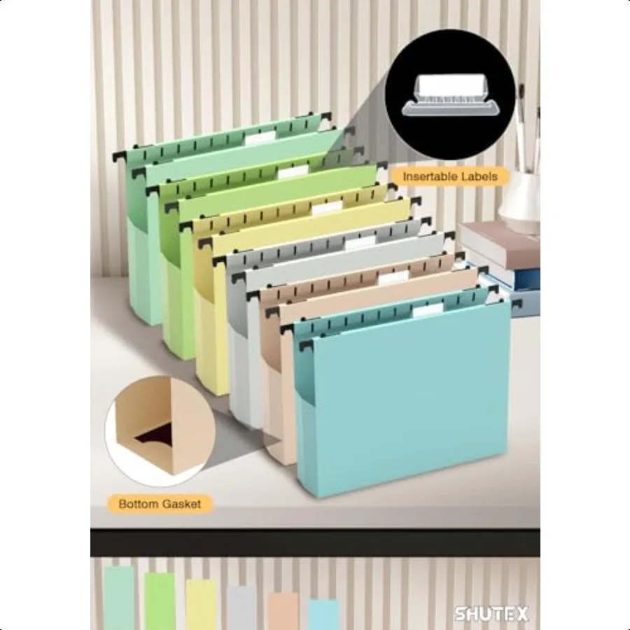 Extra Capacity Plastic Hanging File Folders12 Pack Reinforced Hang Folder Heavy Duty 2 Inch Expansion Filing Cabinet Folders Le