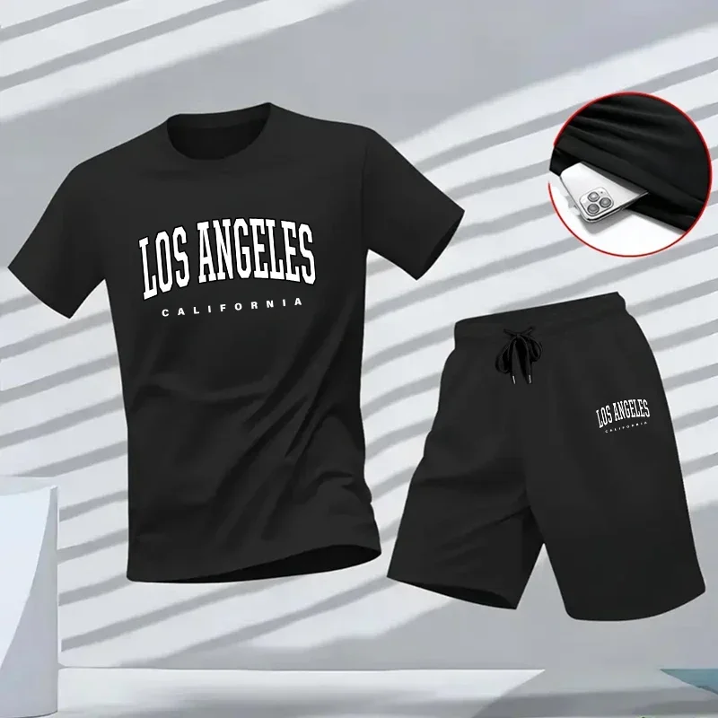 

New Two-piece Set Versatile Shorts-sleeved T-shirt and Sport Short Daily Men's Tracksuit Casual Quality Summer Outdoors Jogging