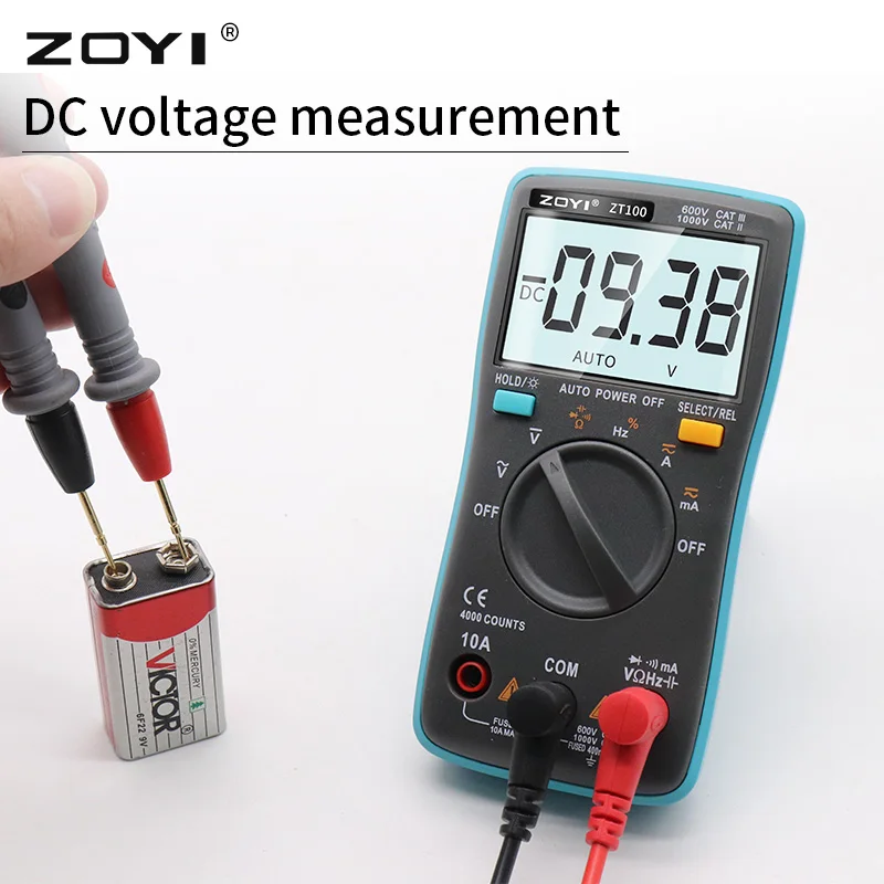 Digital Multimeter ZT100 4000 counts DC/AC Voltage Current Capacitance Hz Diode Ohm tester Ammeter Voltmeter Backlight
