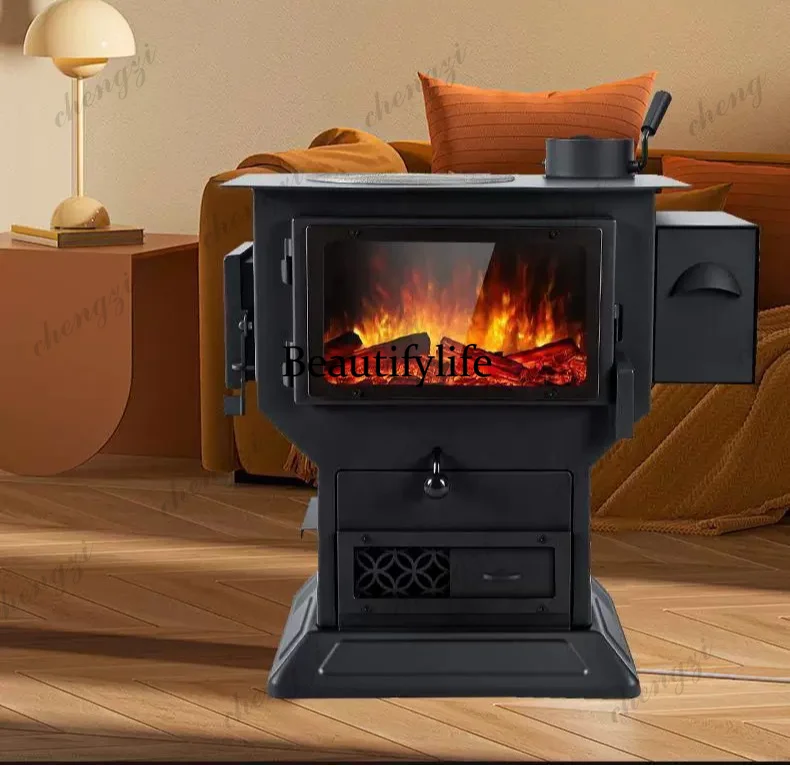 Heating stove Rural household Indoor real fire Firewood fireplace Firewood Coal dual purpose stove Smokeless firewood