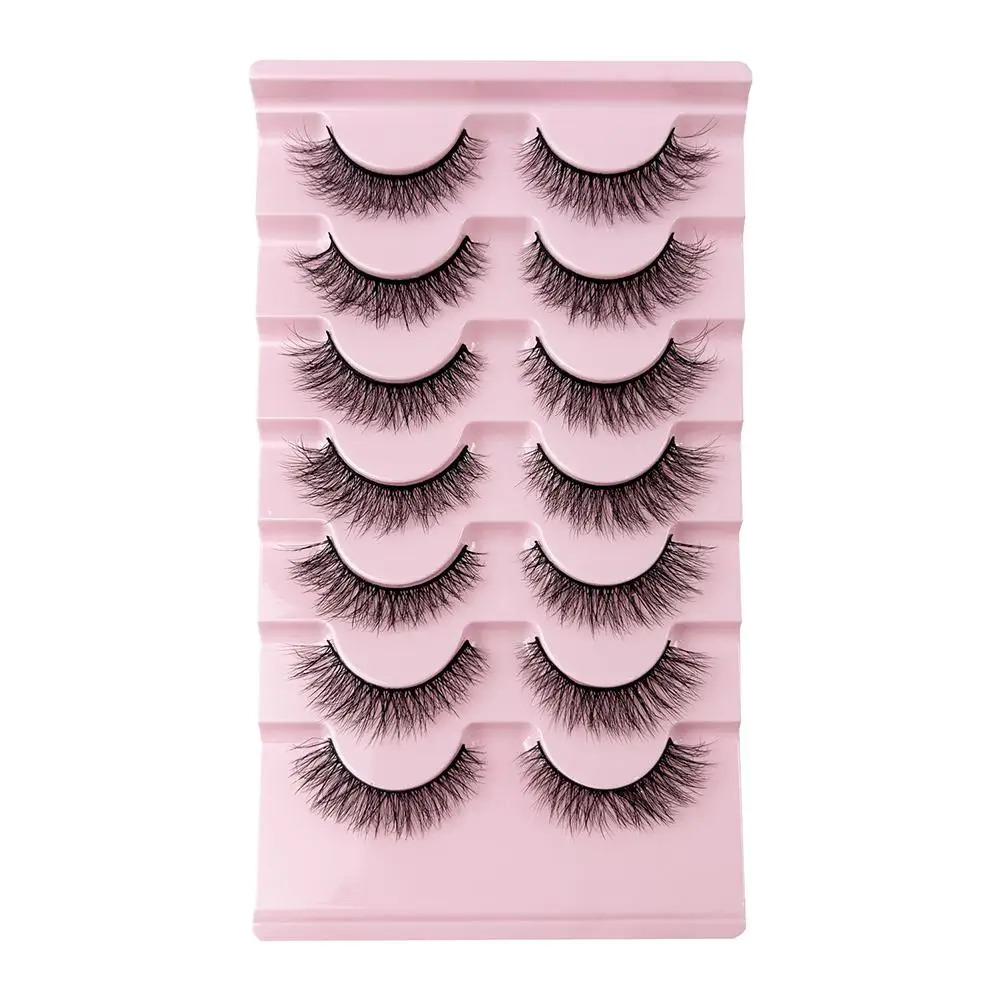 Heiße natürliche Nerz-Wimpern, 10 Paar, zarte 3D-Nerzwimpern, kurze, flauschige, halbe falsche Wimpern, Make-up-Tools, Katzenaugen-Wimpern