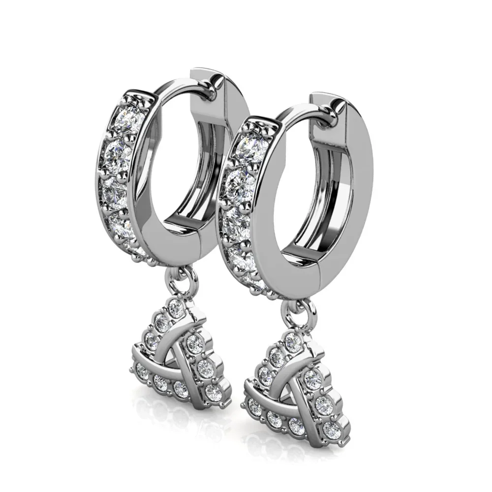 Daisini Celtic Knot Drop Hoop Earrings for Women Embellished with Swarovski Crystals Trinity Dangle Jewelry Birthday Gift