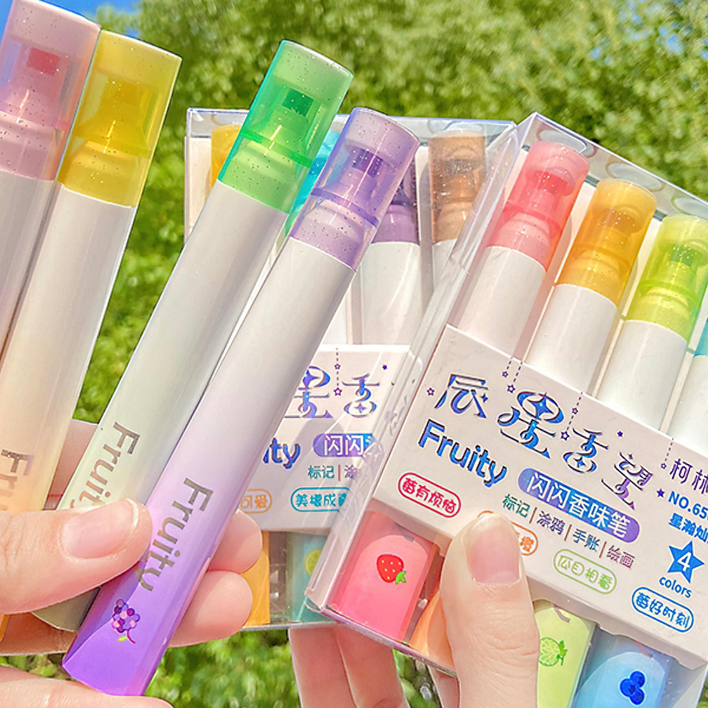 

4pcs/set Shiny Star Sparkle Glitter Highlighter Pen Fluorescent Marker Liner for Drawing Painting Art School F7640