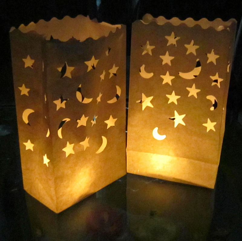 

F5 20pcs/lot Heart Shaped Tea Light Holder Luminaria Paper Lantern Candle Bag For Christmas Party Outdoor Wedding Decoration New