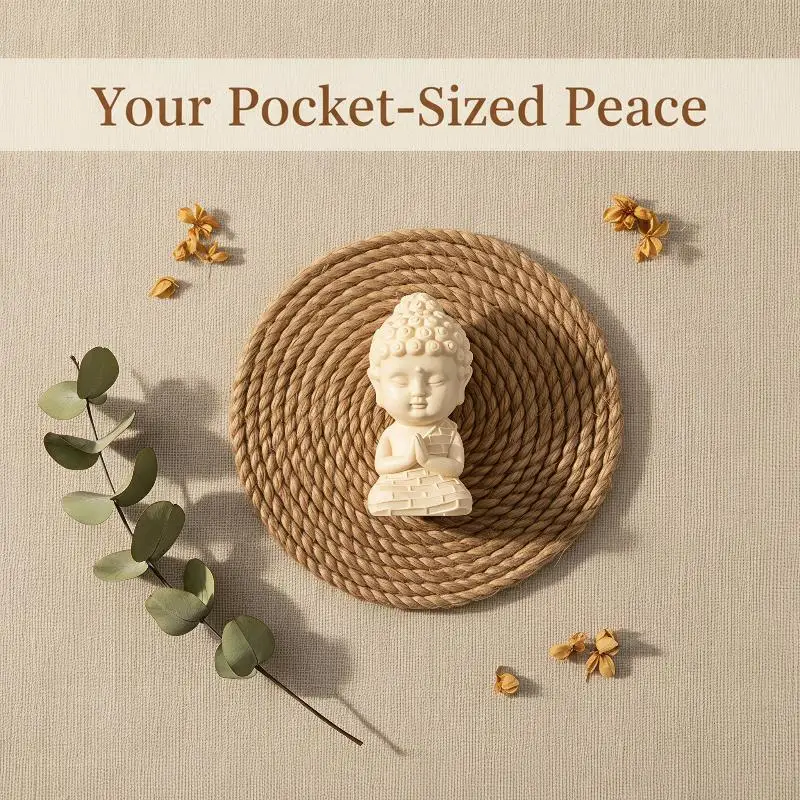 Cute Q Version Lotus Tathagata Carved Statue Handmade Mini Figurine for Car Dashboard Home Desktop Decor Gift