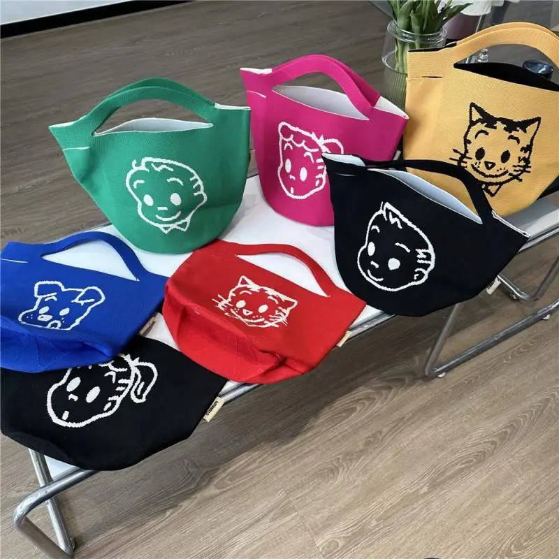 Osamu Goods Cartoon Handbag Women's Versatile Knitted Bucket Bag Shopping Leisure Tote Bag Handbag Kawaii Anime Plush Toy Gift