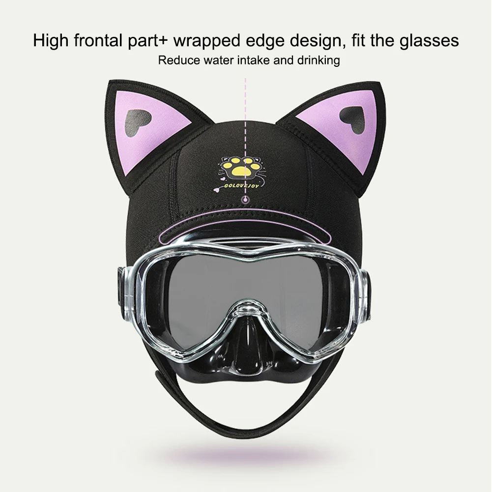 Neoprene Diving Hood Wetsuit Hood Cap High Elastic Thicken Waterproof Cat Ears Diving Hat Wetsuit Hood Cat Ears With Chin Straps