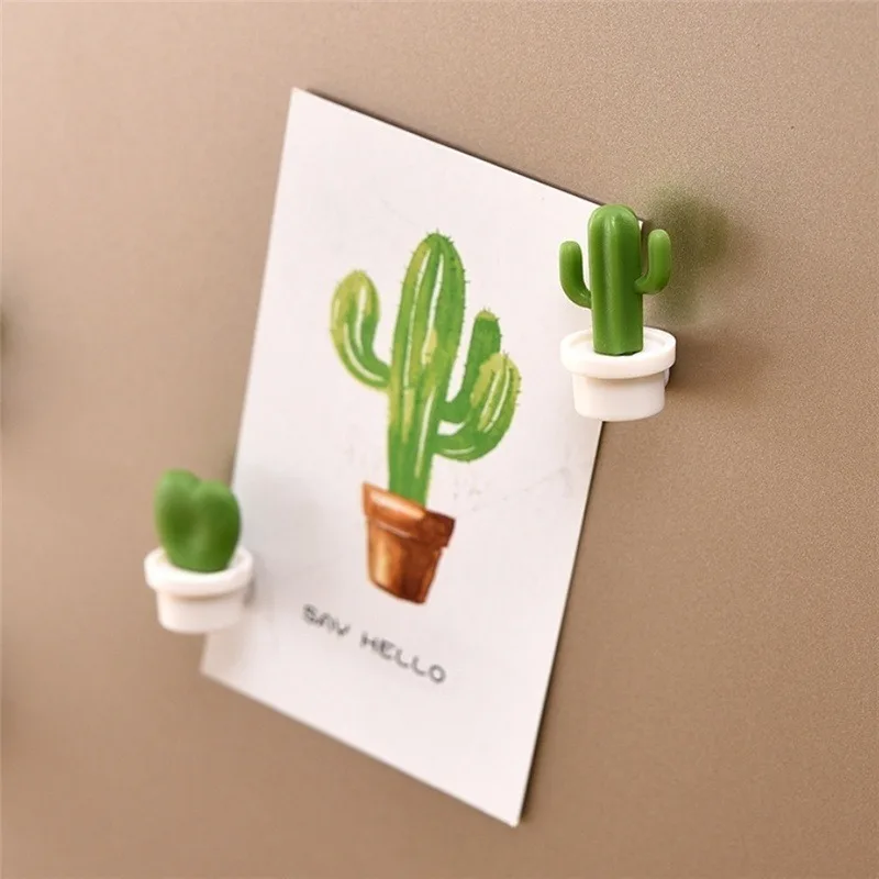 6Pcs Resin Succulent Cactus Decorative Phone Fridge Magnet Plant Creative Diy Lovely Cactus Magnetic Stickers