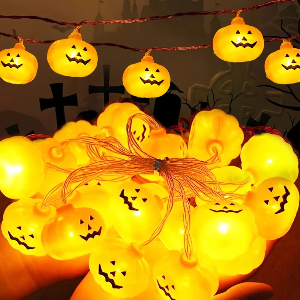 Halloween Bulbo oculare Zucca Fantasma Lanterna String Light LED Appeso Luci decorative alimentate a batteria per la decorazione del festival delle feste