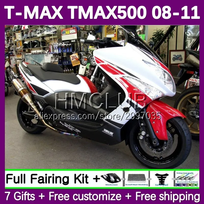 OEM Fairing For YAMAHA TMAX MAX 500 T MAX500 TMAX500 156No.27 MAX-500 08 09 10 11 T-MAX500 2008 2009 2010 2011 Body red white