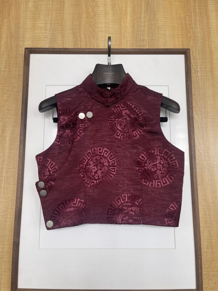 Spring and Autumn New Retro Ethnic Style Short Ladies' Vest Handmade Mongolian Vest Casual Clothes Women's New
