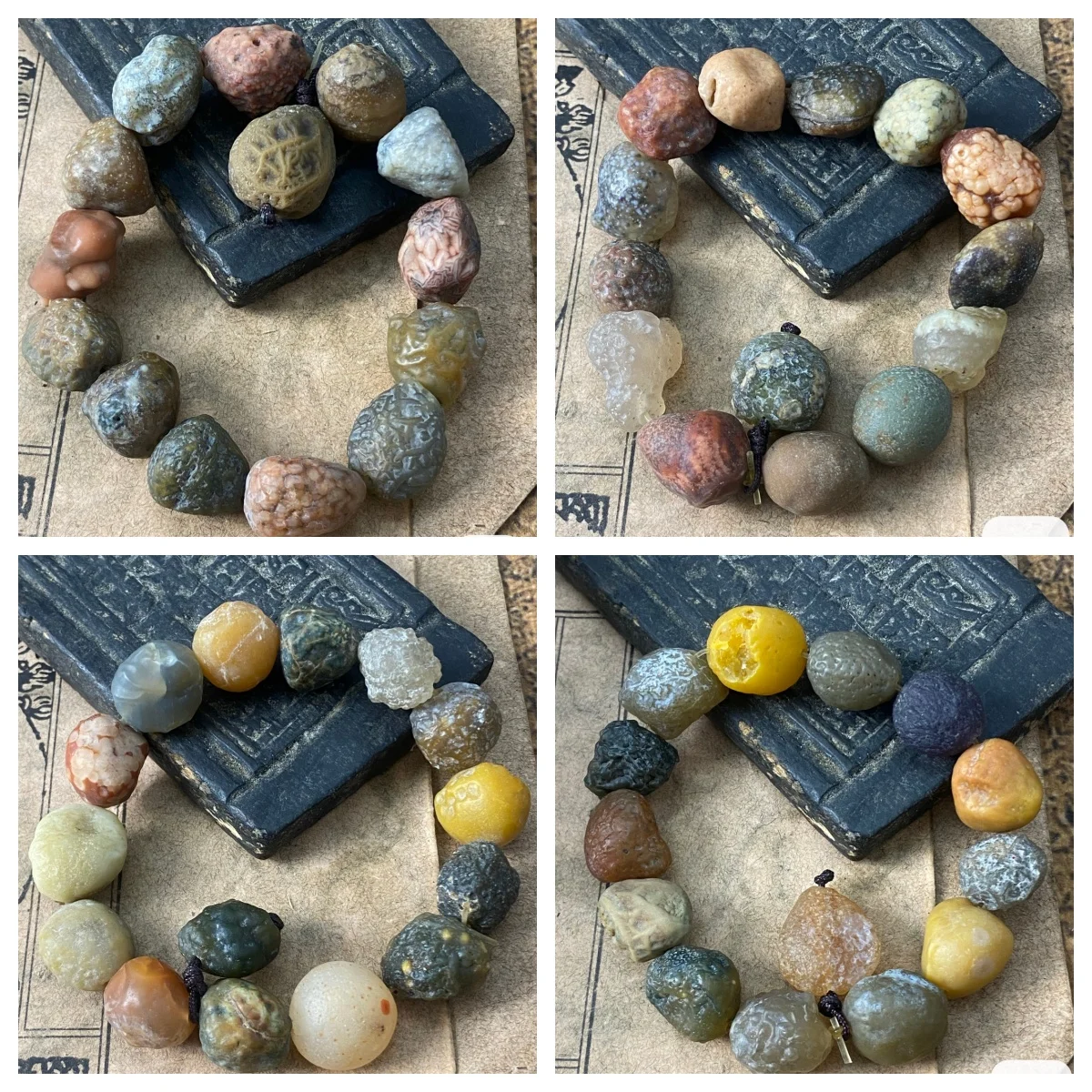 1pcs/lot Rare naturally formed Gobi Agate raw stone bead bracelet in Morandi tones Unique shape   Unisex
