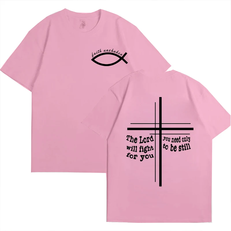 Faith Unshaken Women T-Shirt Christian Jesus Graphic Y2k Tops Harajuku Ulzzang Shirts & Blouse Short Sleeve Tees Female Clothing