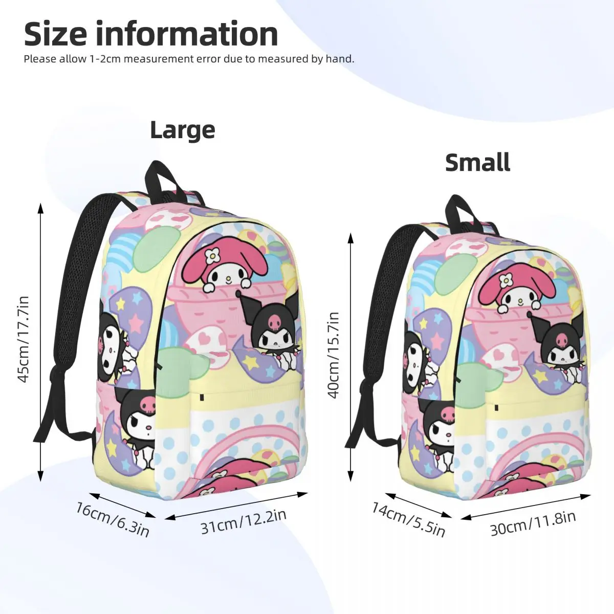 Mochila Kawaii Kuromi Sanrio Anime para hombres y mujeres, bolso de hombro deportivo para computadora portátil, mochila de viaje para estudiantes, senderismo, melodía