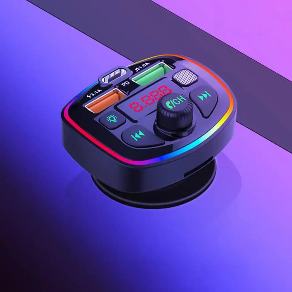 

Car Charger Fast Charging FM Bluetooth Player Ambient Light PD Fast Charging Car Charger Car Cigarette Lighter