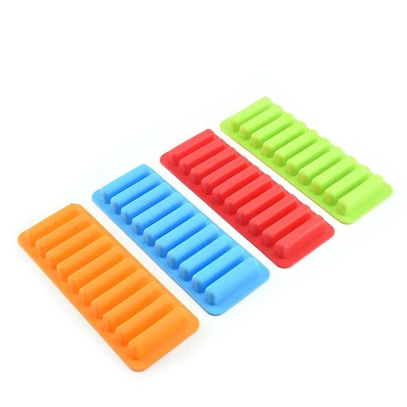 10 Gitter lange Streifenform Silikon Eiswürfelform Antihaft-Stickform Eiswürfelform DIY Keks Backform Gelee Schokoladenform