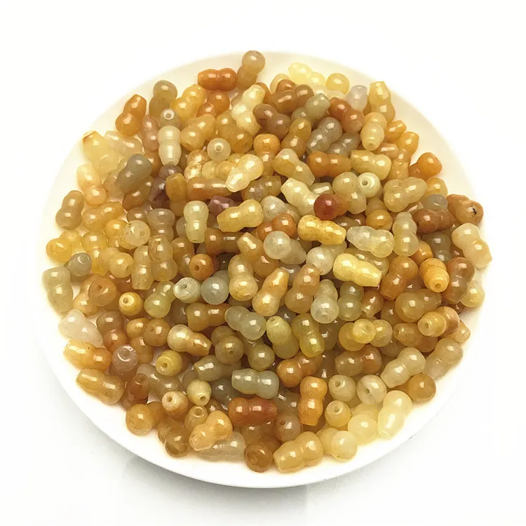 Natural Old Yellow Jade Xinjiang Golden Silk Gourd DIY Beads Accessories Handmade Craft Supplies For Jewelry Making Drop Ship 3