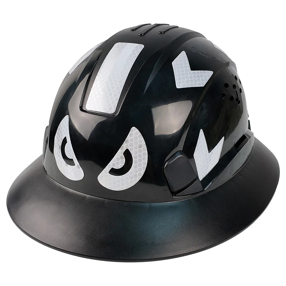 

ANSI Full Brim Safety Helmet Reflective Stickers HDPE Vented Construction Hard Hat Sunshade Engineering Rescue Protective Cap