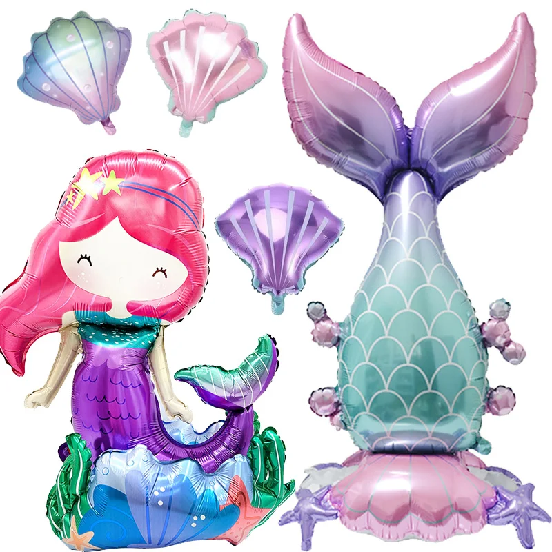 Mermaid Seashell Balloons Pink Mermaid Tail Balloon Under the Sea Balloons Mermaid Foil Balloon Kids Birthday Party Decorations