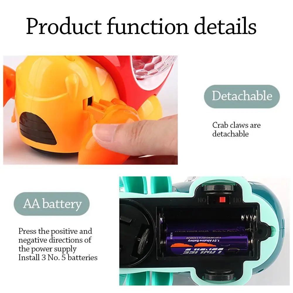 Caracol de dibujos animados para bebé, juguete de cangrejo para gatear, juguete interactivo Musical ligero, tiempo de barriga, juguete de baile iluminado